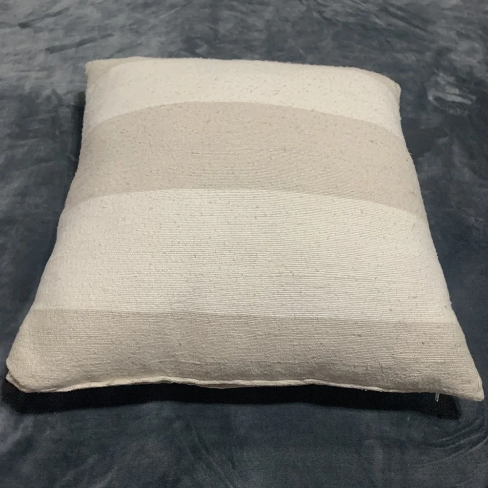 House of Cindy Striped Decorative Linen Throw Pillow Cream Beige Off-White 21x21